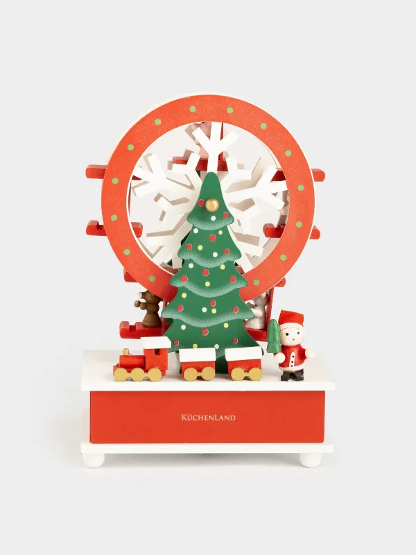 Статуэтка музыкальная, 20 см, заводная, МДФ, красно-белая, Карусель-елка, Christmas style, image-0