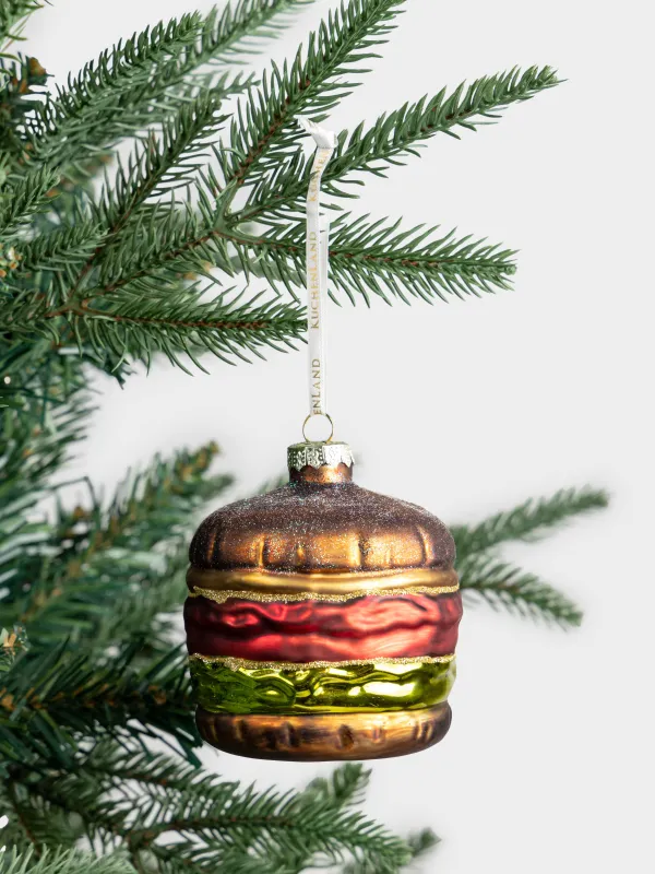 Игрушка елочная, 7x10 см, стекло, с блестками, коричнево-красная, Бургер, Figure christmas, image-2