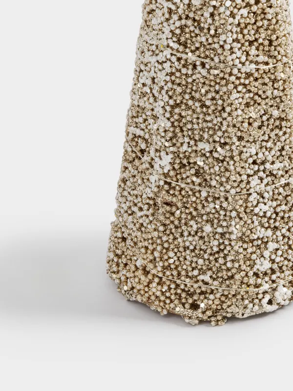 Ель-конус, 40 см, с подсветкой, полиэстер/металл, шампань, Заснеженная ель, Frosty sparks, image-2