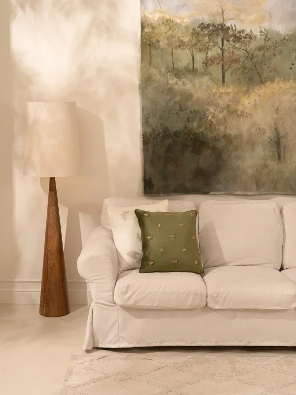 Подушка декоративная, 45х45 см, вельвет/бисер, зеленая, Стрекозы и жуки, Bugs, image-2