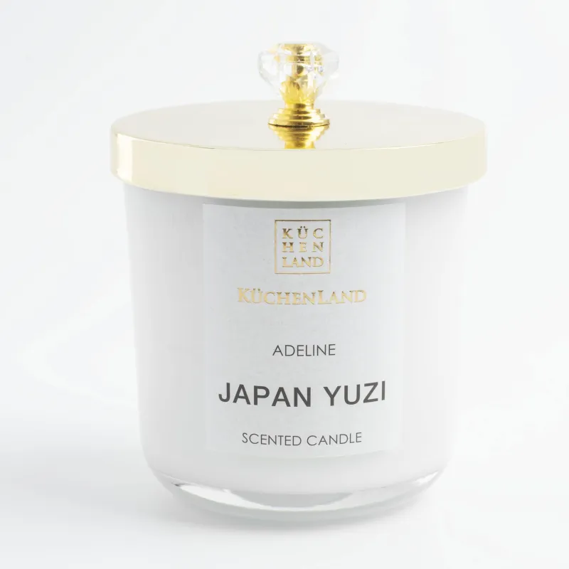 Свеча ароматическая, 9 см, в подсвечнике, с крышкой, стекло, Japan Yuzi, Adeline, image-0