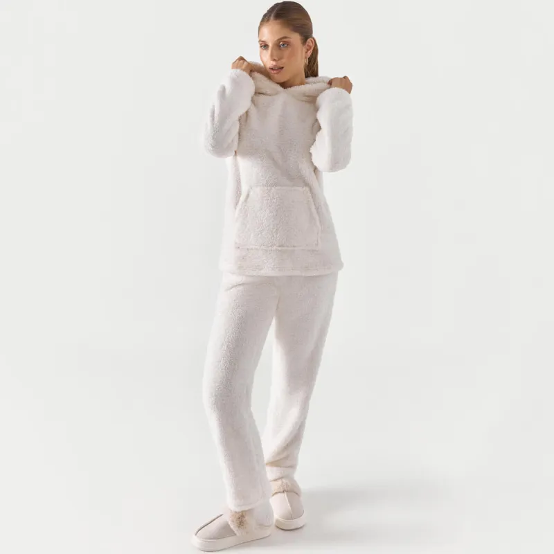 Брюки женские, искусственный мех молочные, Kiriana