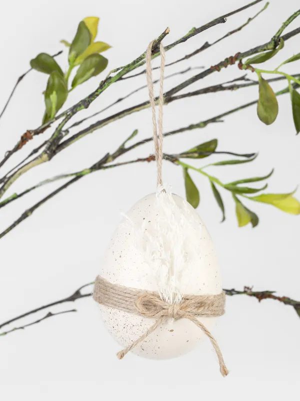 Подвеска декоративная, 10 см, пластик, молочно-золотистая, с сухоцветами, Яйцо, Natural Easter, image-3
