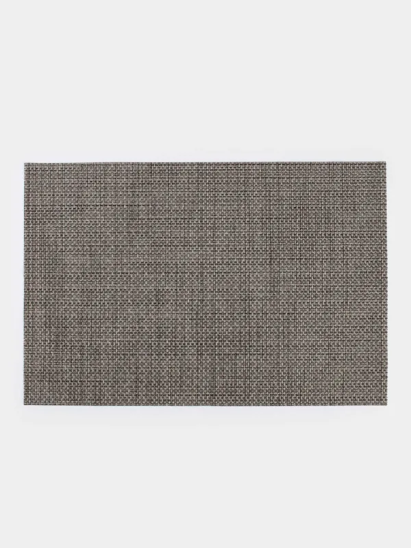 Салфетка под приборы, 30x45 см, ПВХ, прямоугольная, серо-коричневая, Серебристая нить, Solid, image-0