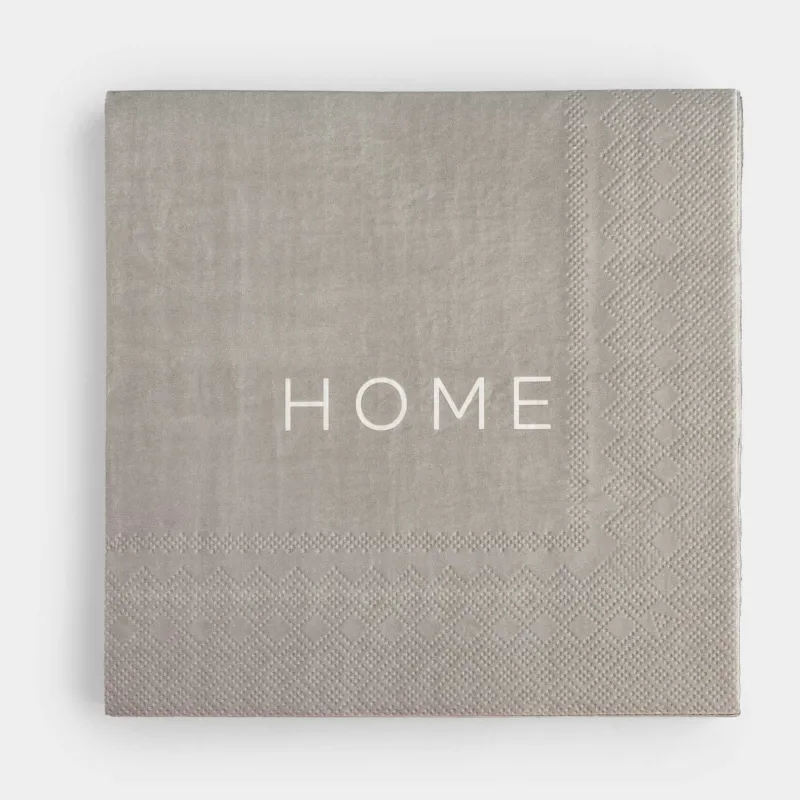 Салфетки бумажные, 33х33 см, 20 шт, квадратные, серые, Home, Scroll