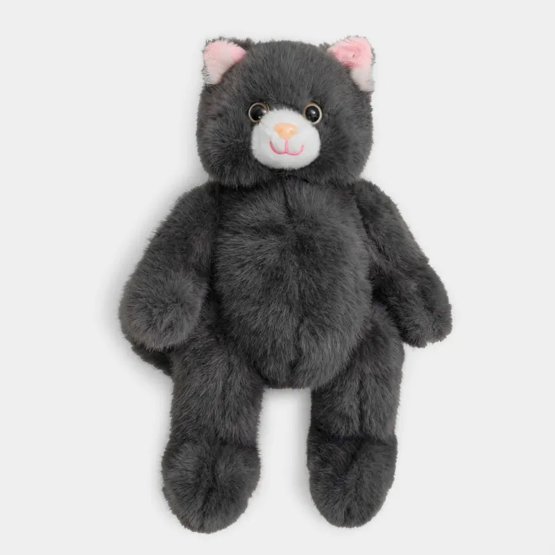 Игрушка, 30 см, мягкая, с подвижными лапами, полиэстер/пластик, графитовая, Кот, Cat