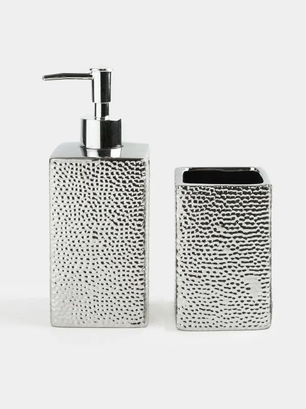 Набор для ванной, 2 пр, керамика D/металл, серебристый, Gallant, image-0