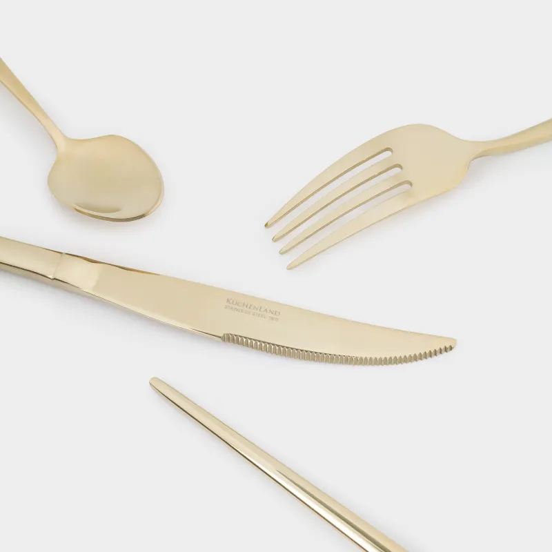 Столовые приборы, 6 перс, 24 пр, сталь, золотистые, Montreal, image-4