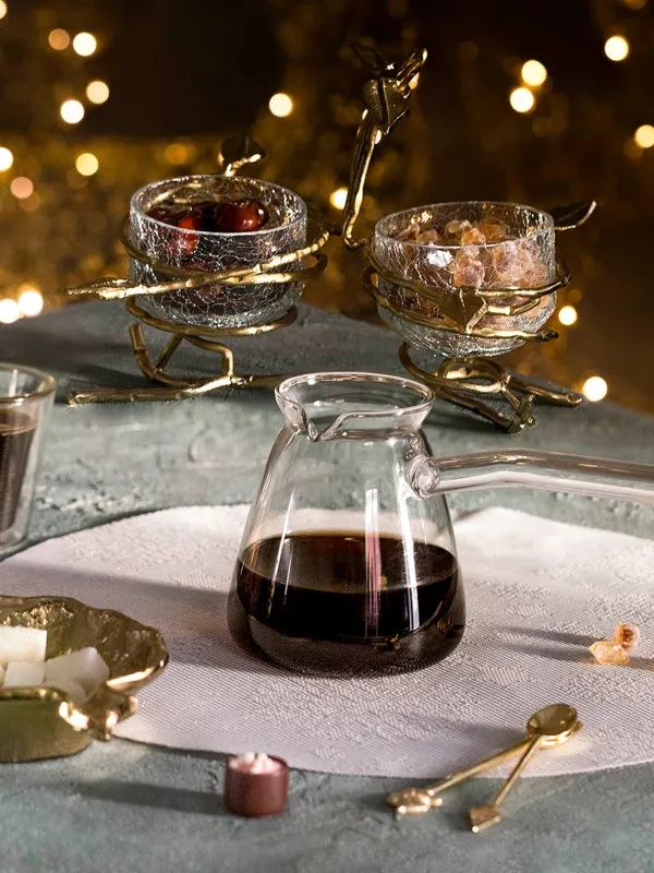 Подставка для закусок, 26х17 см, 2 пр, с ручкой, стекло/металл, Ветви, Fantastic gold, image-5