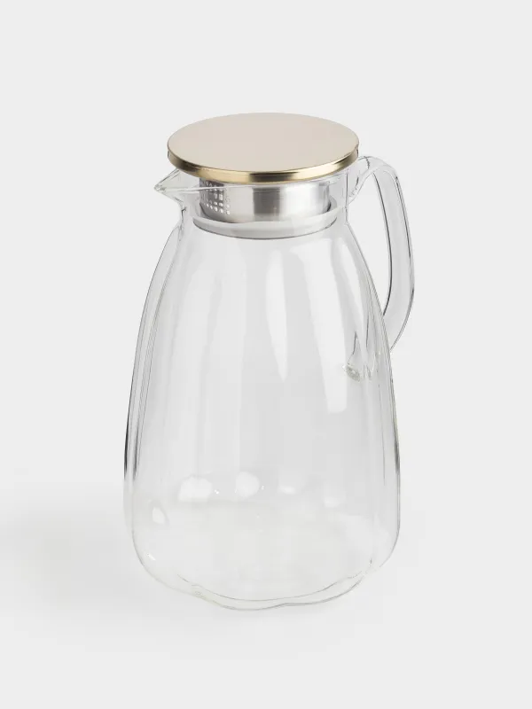 Кувшин, 2,1 л, с крышкой-фильтром, стекло Б/сталь, Ledge, image-1