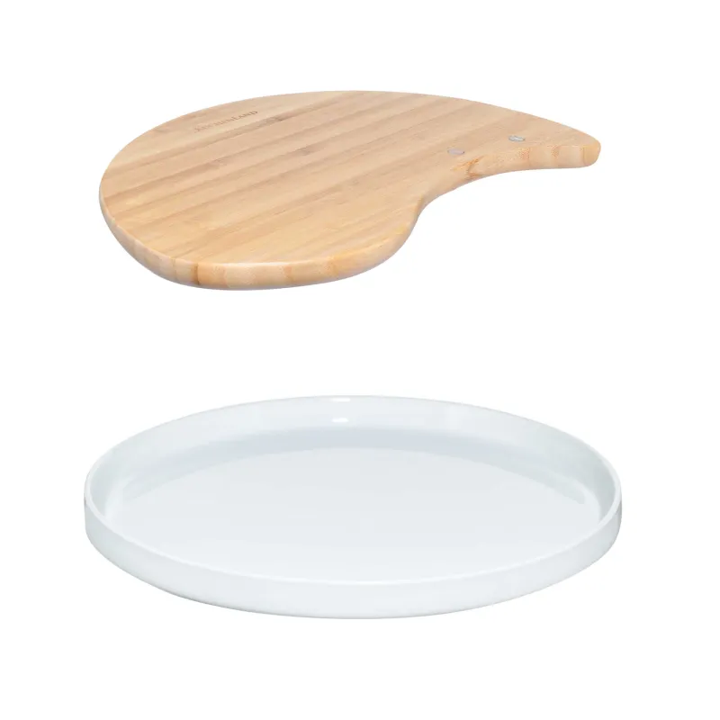 Набор для сыра, 4 пр, блюдо-доска на подставке, керамика/бамбук, Круг, Cheese, image-4