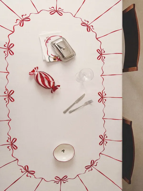 Скатерть, 160х160 см, Игрушки на лентах, Christmas miracle classic, image-3