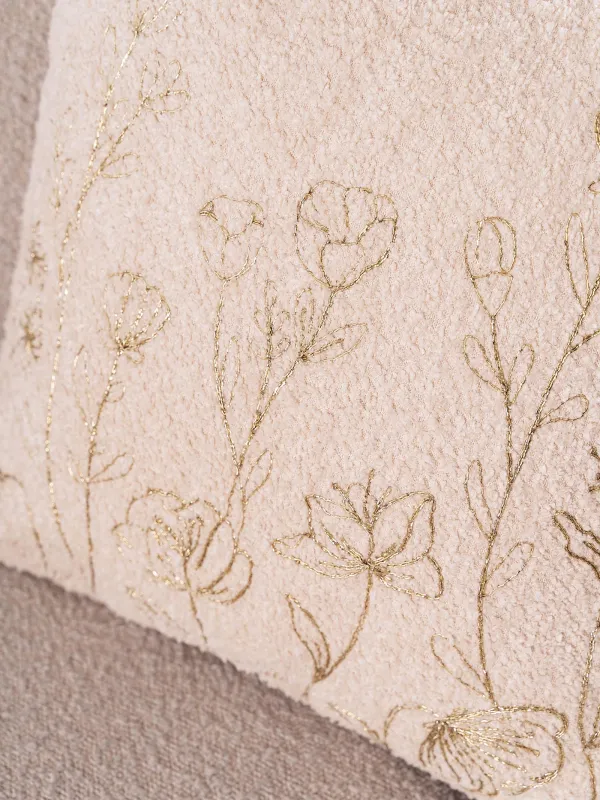 Подушка декоративная, 45х45 см, букле/вельвет, молочная, Полевые цветы, Boucle, image-5