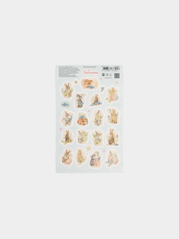 Набор наклеек для яиц, 17х10 см, 20 шт, пасхальный, ПВХ, Зайчата, Easter decal, image-0