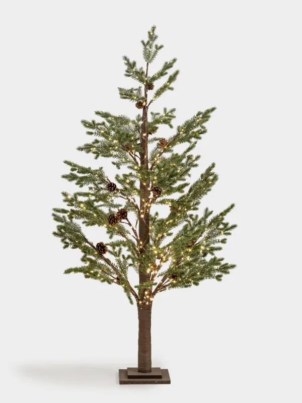 Дерево декоративное, 1,5 м, с подсветкой, с блестками, пластик, Елка с шишками, Conifer decor, image-0