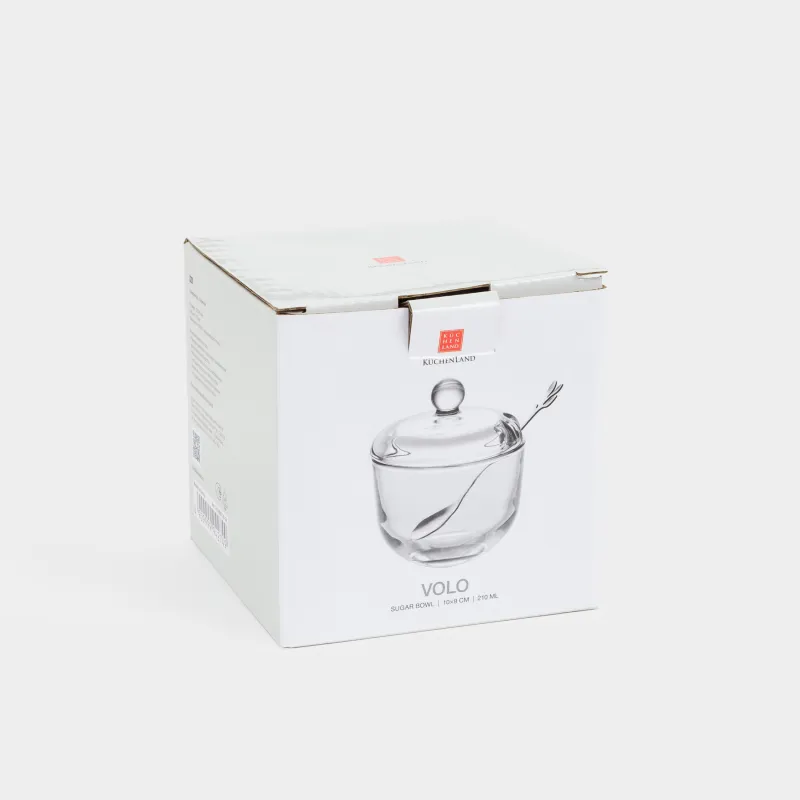 Сахарница, 11 см, 210 мл, с ложкой, стекло/сталь, Volo, image-3