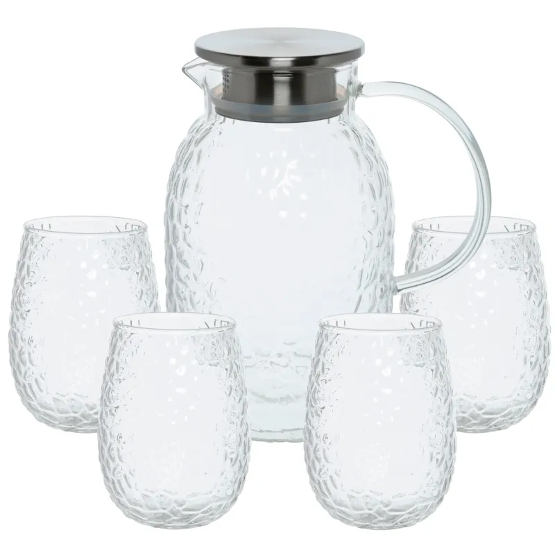 Набор для напитков, 4 перс, 5 пр, стекло Б/сталь, Litchi