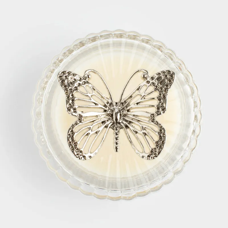 Свеча ароматическая, 7 см, в подсвечнике, с крышкой, стекло/металл, Apple & Peach, Butterfly, image-2