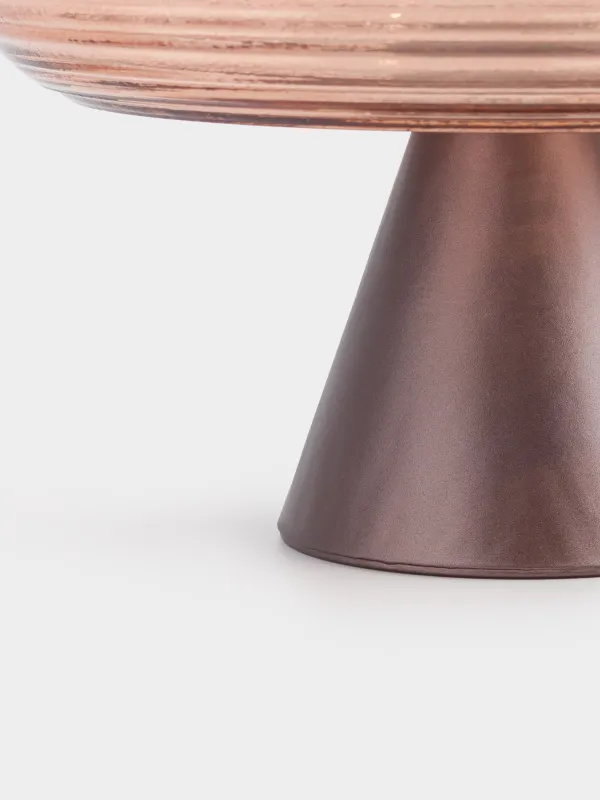 Ваза для фруктов, 21х13 см, на ножке, стекло, коричневая, Полосы, Color pattern, image-1