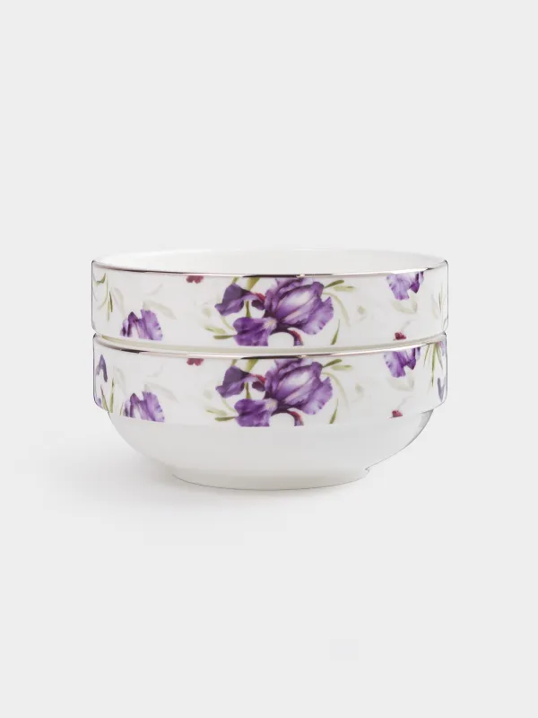 Пиала, 12х5 см, 2 шт, фарфор F, с серебристым кантом, Ирис, Antarctica Flowers, image-0