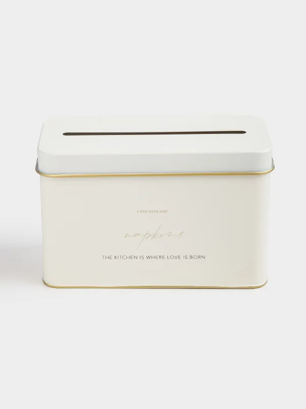 Бокс для бумажных салфеток, 22х12 см, металл, молочно-золотистый, Autograph, image-0