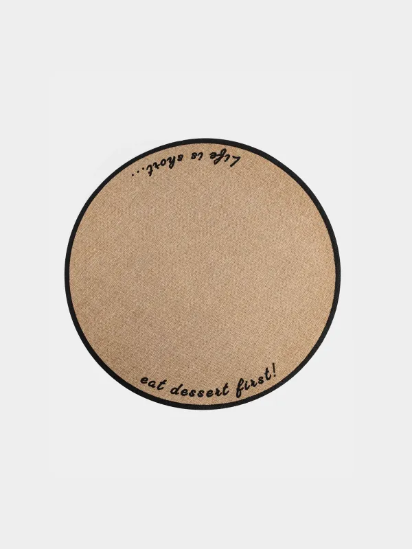 Салфетка под приборы, 38 см, полиэстер, круглая, песочная, Outline, image-0