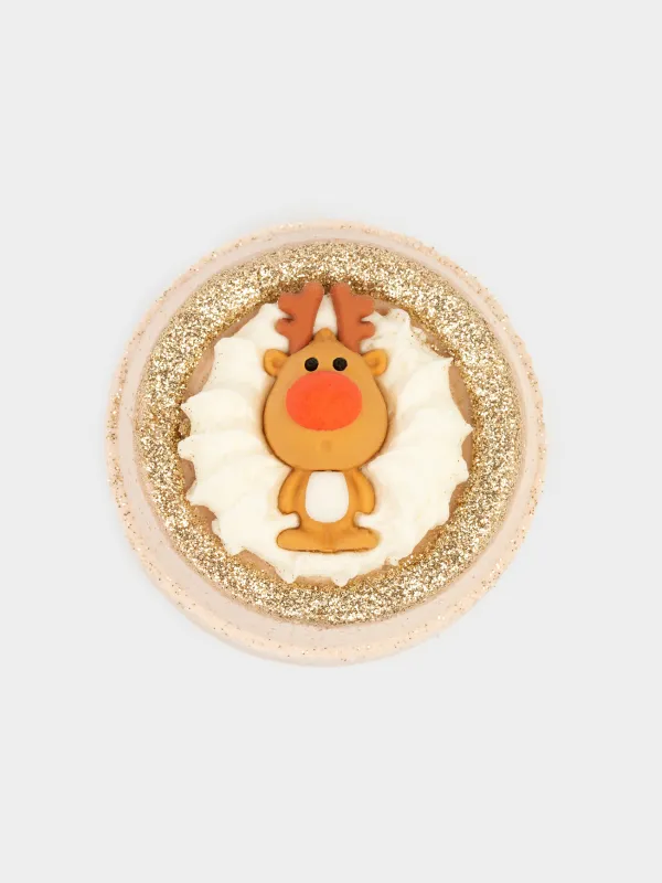 Бомбочка для ванны, 130 гр, с игрушкой, бежевая, Молочный шоколад, Олень, Winter deer, image-0