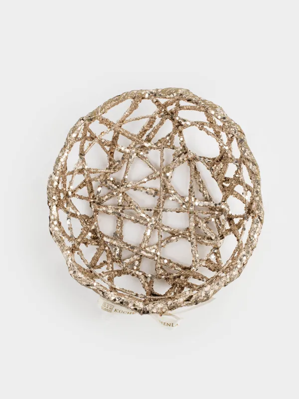 Корзина декоративная, 20х20 см, с ручками, пластик/металл, круглая, шампань, Frosty sparks, image-1