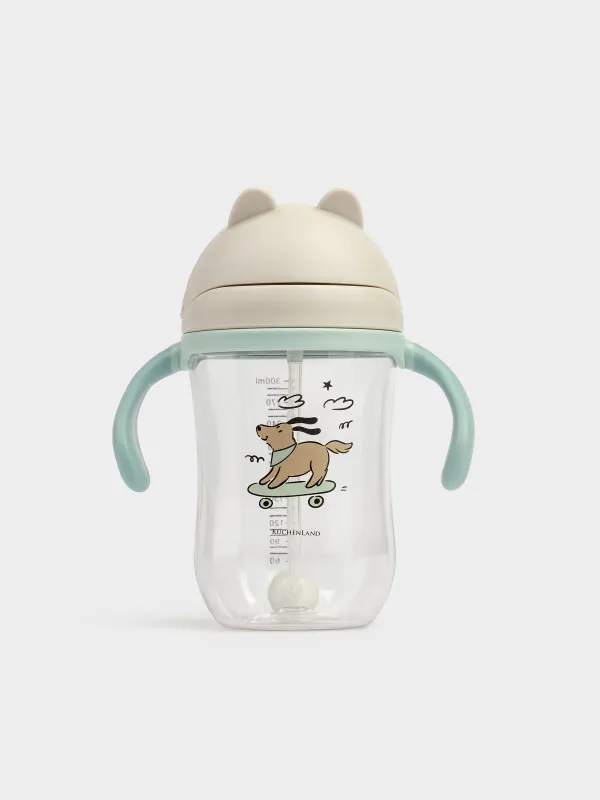 Бутылка-поильник, детская, 350 мл, тритан, серо-голубая, Собака на скейте, Kiddy, image-0