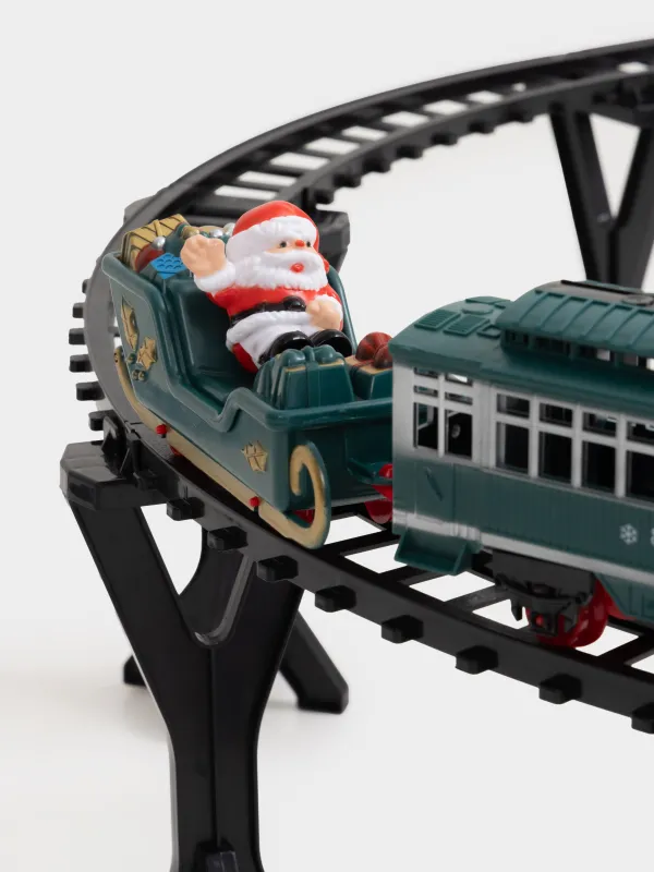 Железная дорога игрушечная, L, музыкальная, с подсветкой/дымом, на подставке, пластик, Game rail, image-3