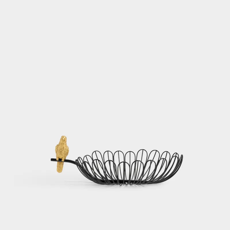 Корзина для фруктов, 31х20х7 см, металл/полирезин, черная, Золотистый попугай, Twist black