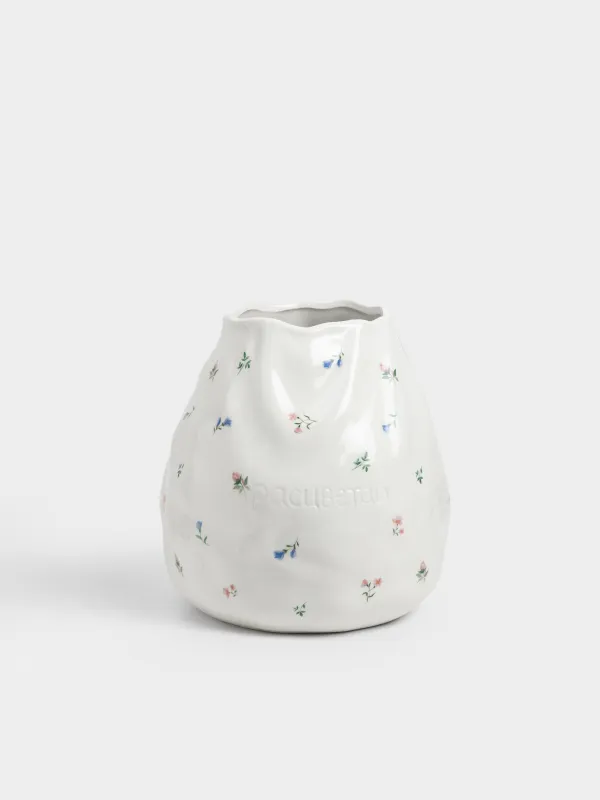 Ваза для цветов, 24 см, керамика D, молочная, Нежные цветы, El flora, image-0