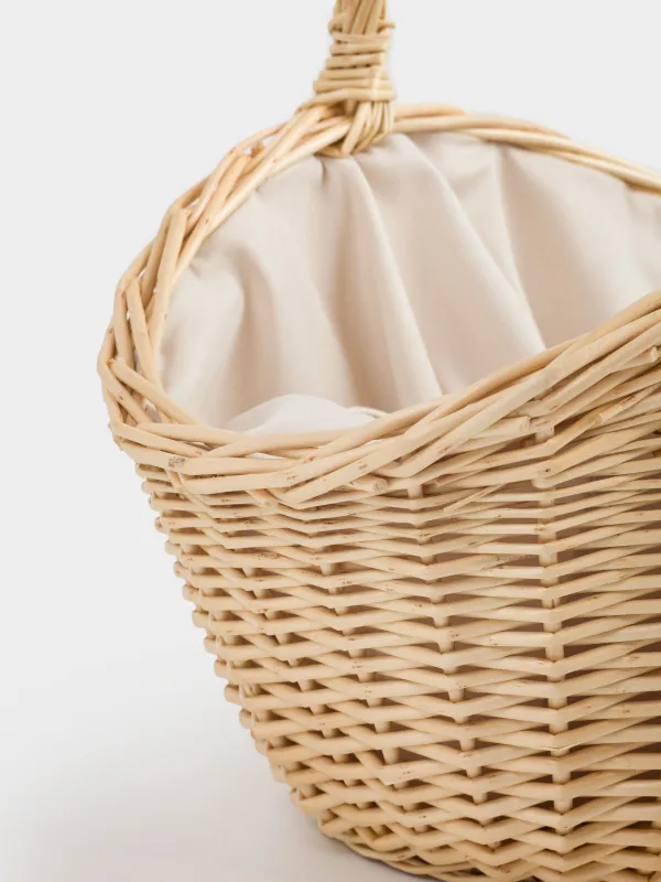 Корзина-сумка, 32 см, ива/полиэстер, бежевая, Beige style, image-2