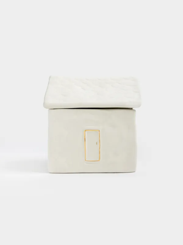 Емкость для хранения, 13х12 см, 680 мл, керамика, молочно-золотистая, Дом, Snow sparks, image-6