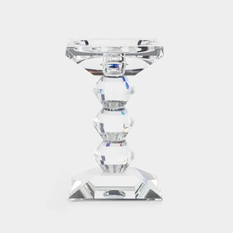 Подсвечник, 15 см, для цилиндрической/тонкой свечи, на ножке, кристальное стекло, Lux crystal