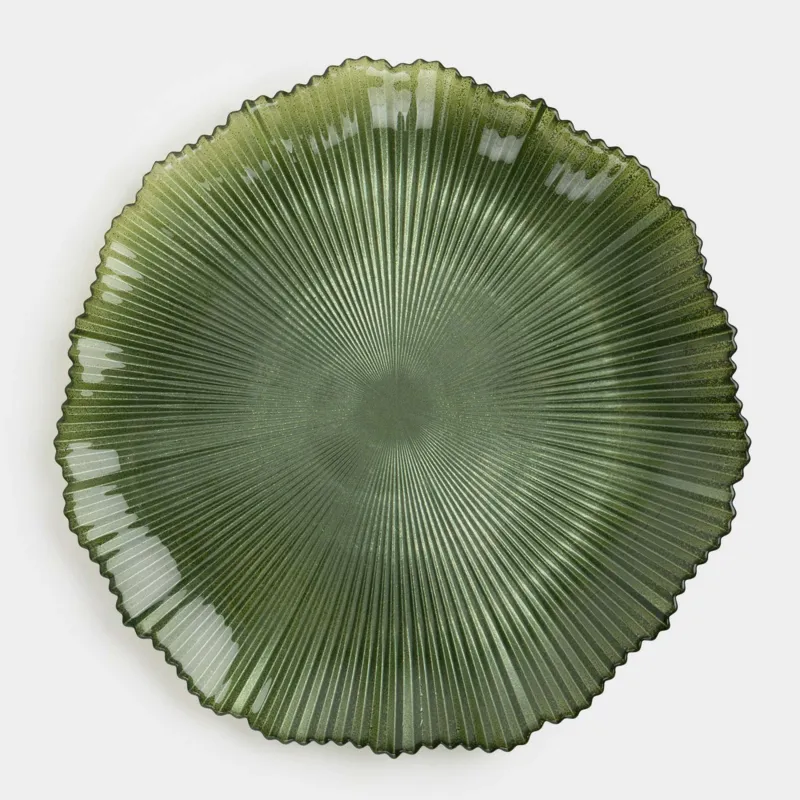 Тарелка обеденная, 28 см, стекло Р, зеленая, Ribby color