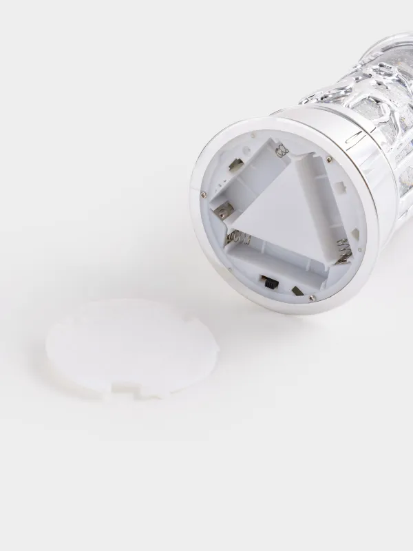 Снежный фонарь, 19 см, с подсветкой, пластик, серебристый, Лес, Silver style, image-4