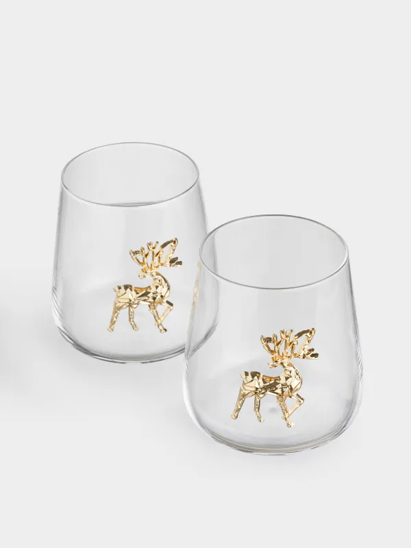 Стакан, 10 см, 430 мл, 2 шт, стекло/металл, Олень, Verset, image-2