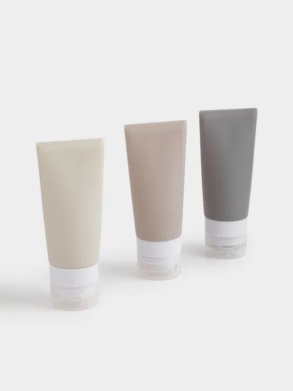 Набор флаконов для путешествий, 3 шт, тюбики, в косметичке, силикон, Travel color, image-1