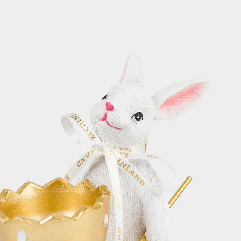 Подставка для яйца, 12 см, полирезин/металл, бело-золотистая, Кролик, Rustic Easter, image-3
