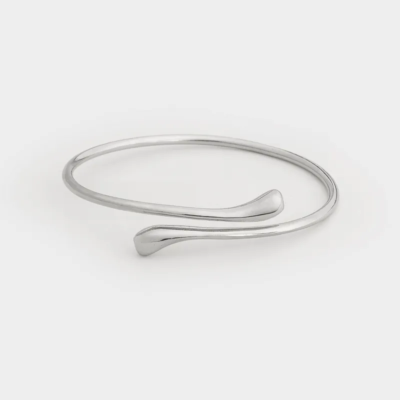 Браслет-кафф, 7 см, металл, серебристый, Капли, Jewelry