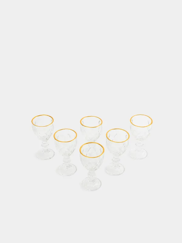 Рюмка, 6 шт, с золотистым кантом, Rhomb gold, image-1
