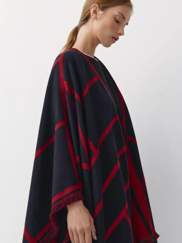Пончо двустороннее с абстрактным принтом, Poncho, image-0