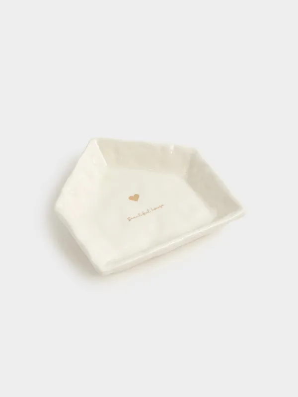 Пиала, 14х3 см, керамика, молочно-золотистая, Beautiful house, Snow sparks, image-1