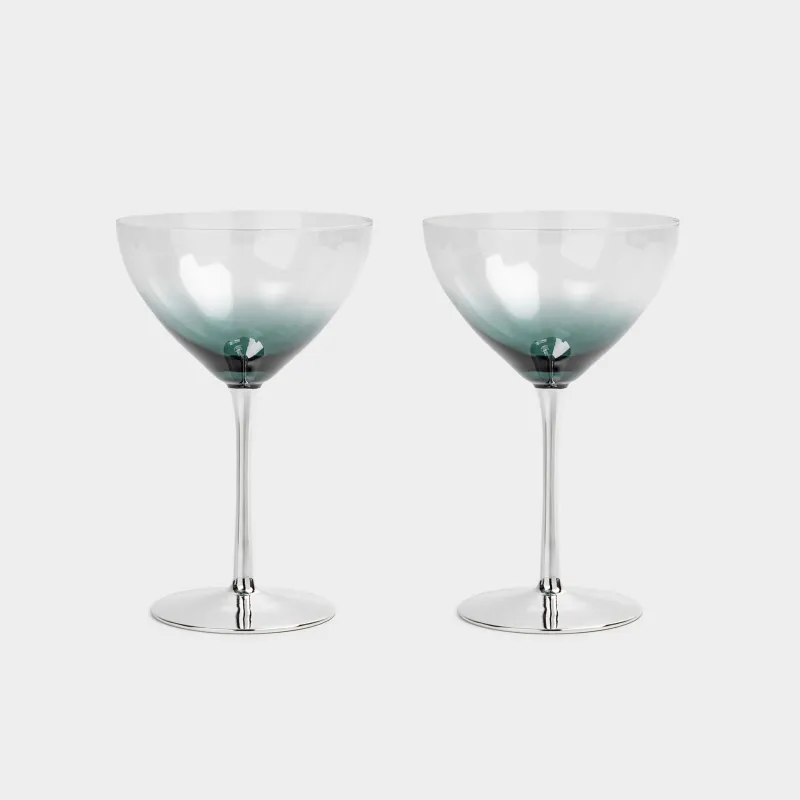 Бокал-креманка для шампанского, 310 мл, 2 шт, стекло, серый градиент, Vergato gradient