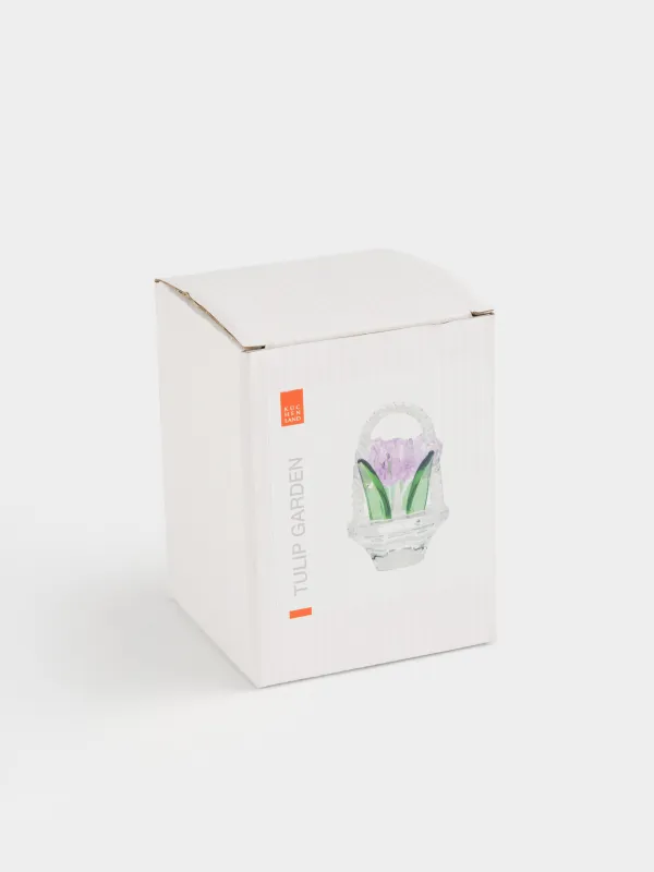 Статуэтка, 9 см, кристальное стекло, розовая, Тюльпаны в корзинке, Tulip garden, image-5