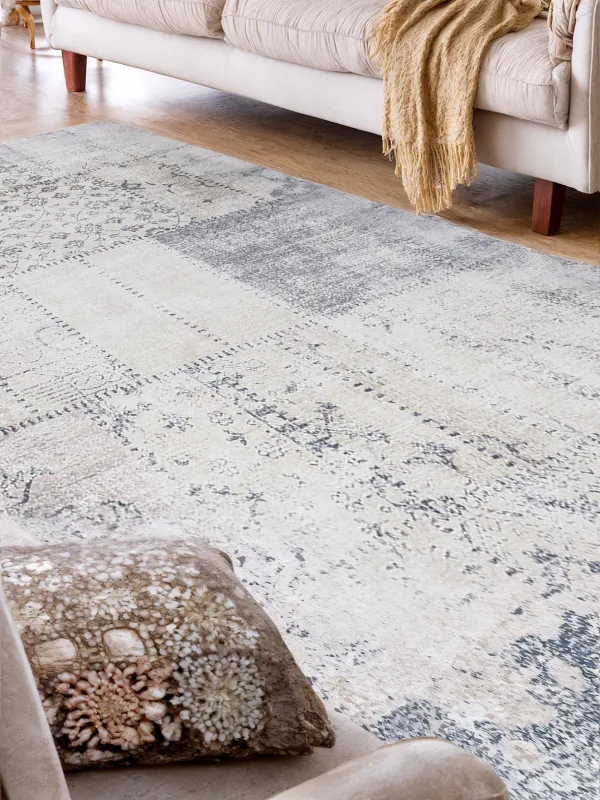 Ковер, 150х210 см, шенилл/хлопок, бежево-коричневый, принт Пэчворк, Cave, image-7