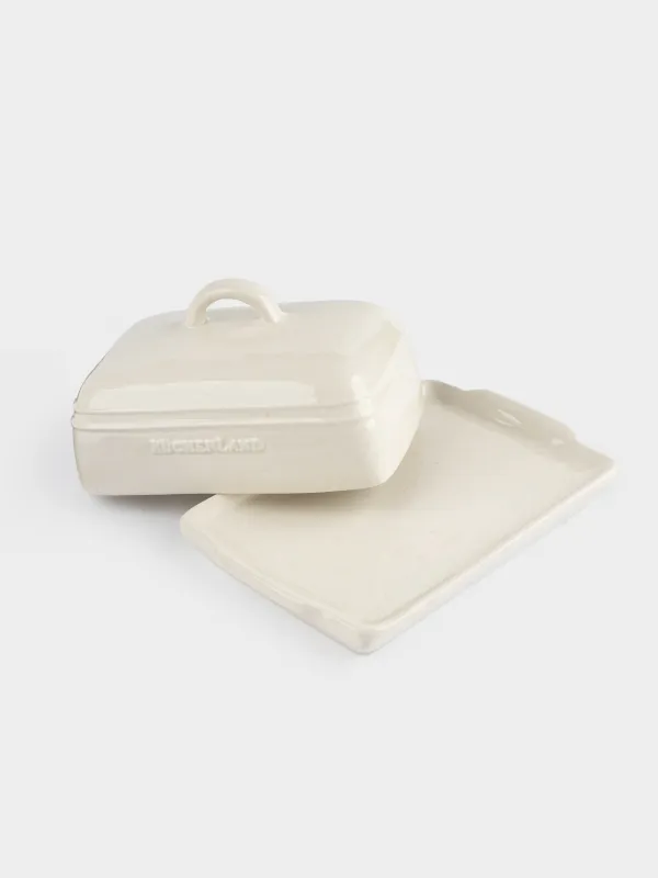 Масленка, 18 см, керамика D, прямоугольная, молочно-бежевая, в крапинку, Ceramo speckled, image-2