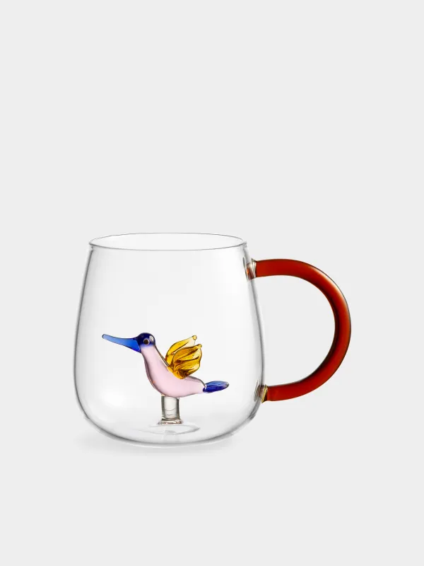 Кружка, 400 мл, стекло Б, янтарная ручка, Колибри, Shape, image-0