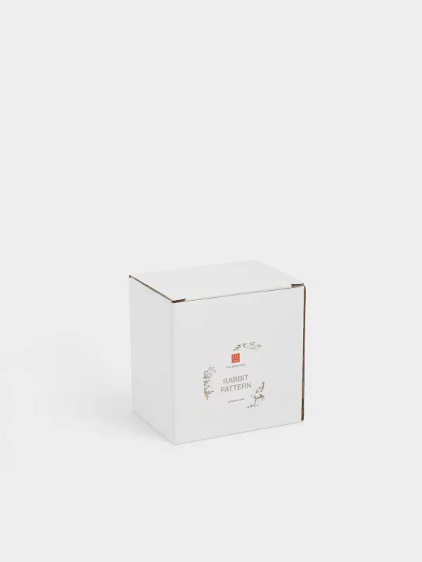 Подставка для яйца, 10 см, керамика D, молочная, Кролик с цветами, Rabbit pattern, image-4